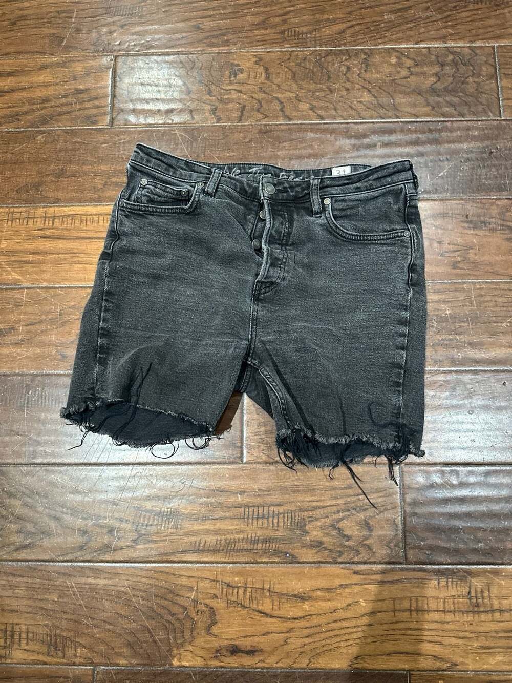 Free People We The Free Black Denim Cut-Off Shorts Size 31